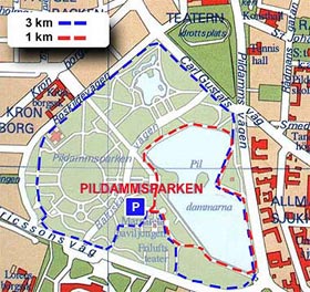 Jogging map of Malmö
